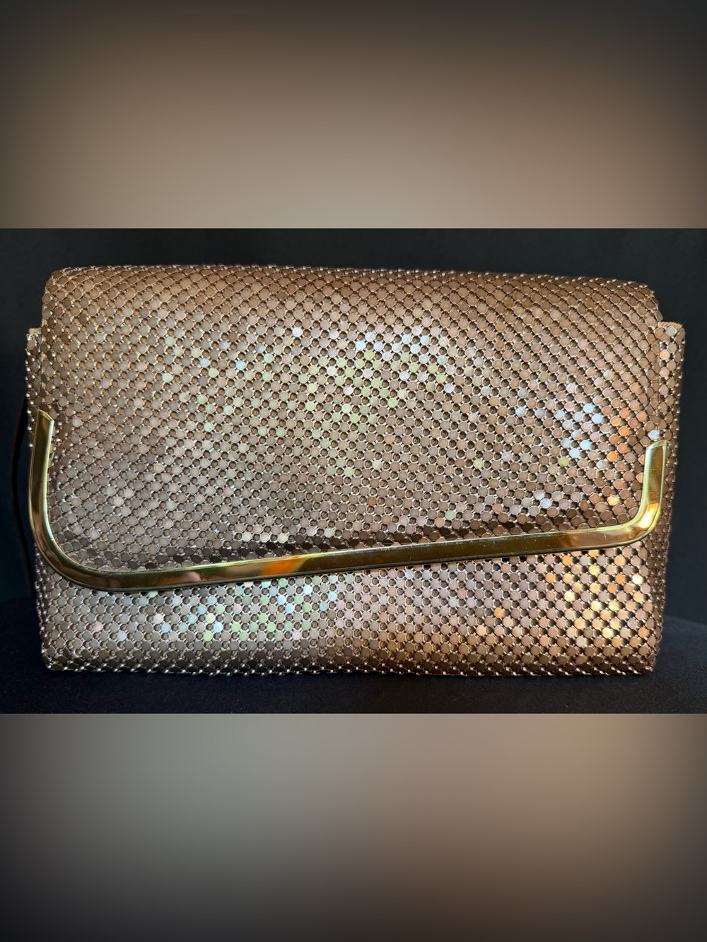 Bueno Bronze Metallic Mesh Shoulder Bag Y2K Evening Clutch Purse